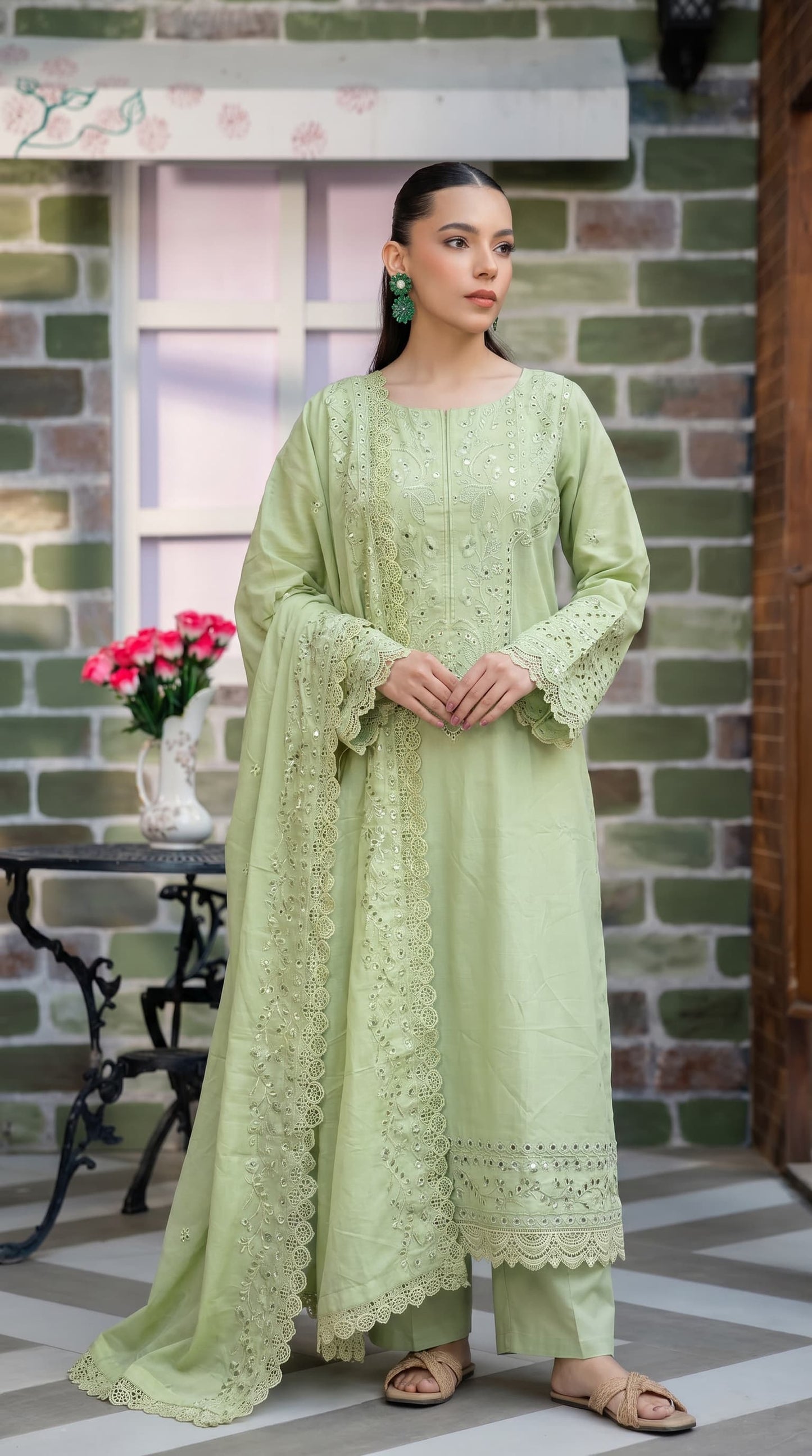 Mint Embroidered 3pc