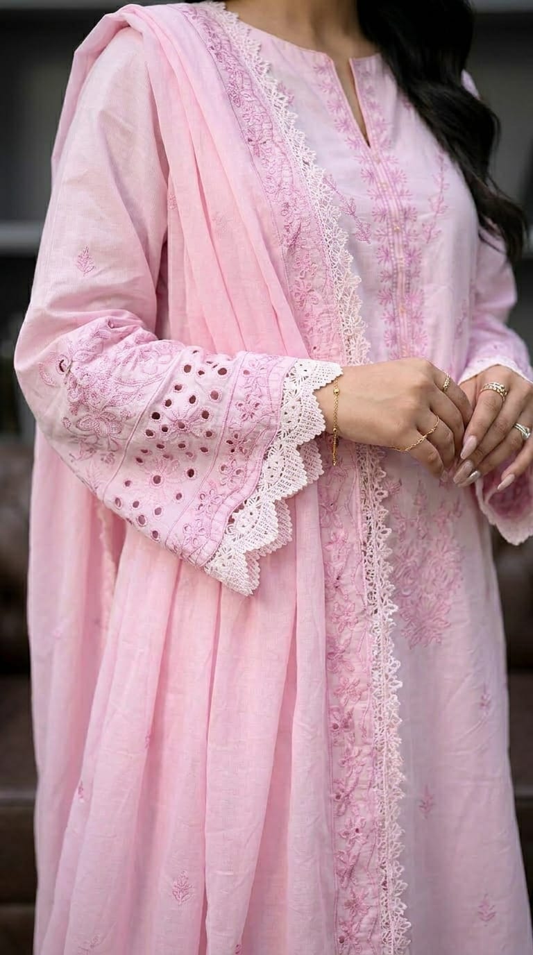 Blush Bloom Embroidered 3pc